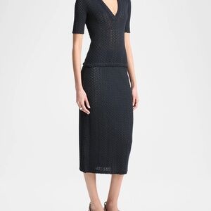 VINCE KNIT MIDI SKIRT - EYELIT CROCHET - COASTAL